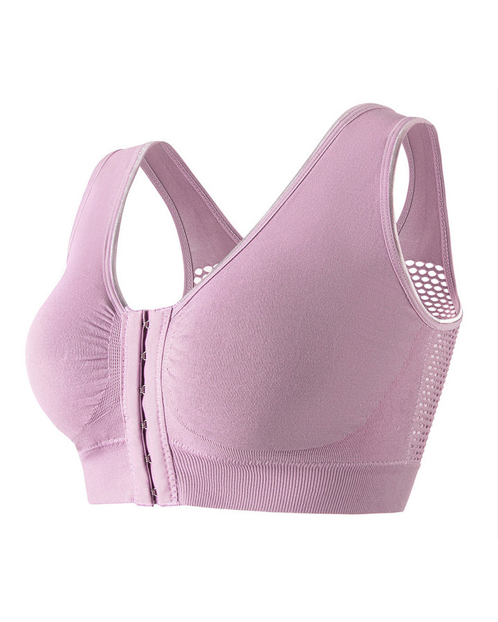 Shapshe® Damen Frontschnalle Hohl Atmungsaktiv Bügellos Sport BH In Übergröße