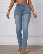 Skinny Jeans mit Geradem Bein und Hohem Stretchanteil und Mehreren Taschen