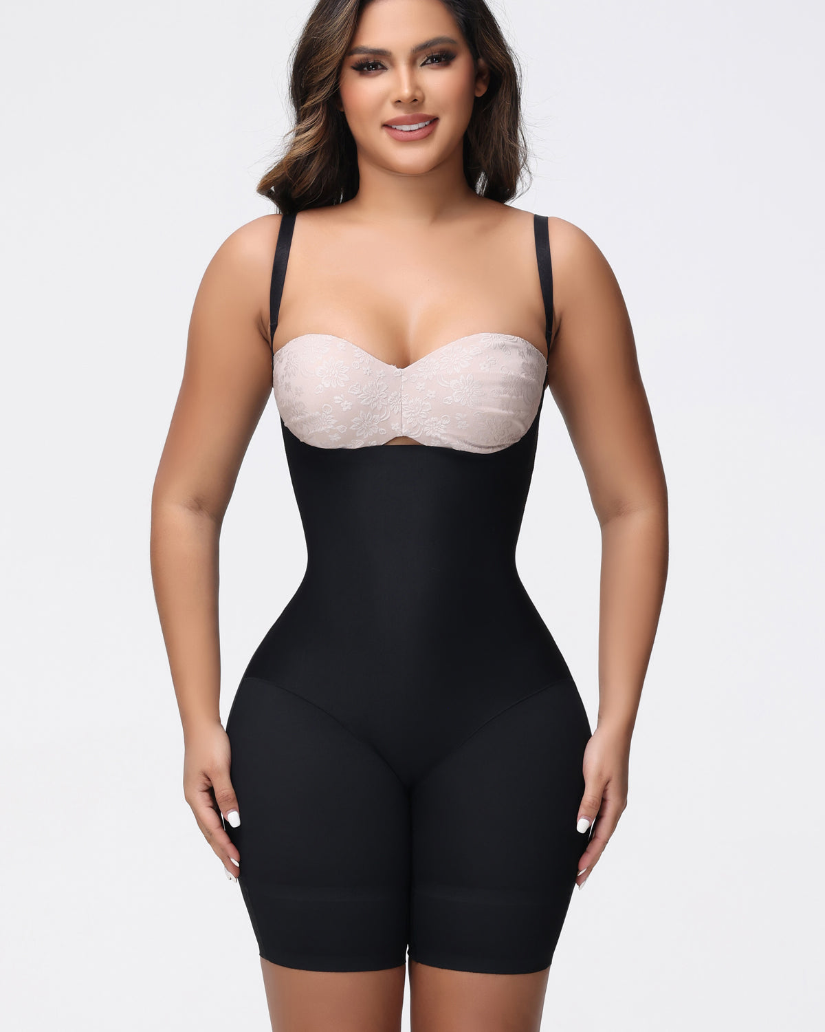 Damen Offene Büste Nahtlose Kompressionsbody Po-Lifter Shapewear