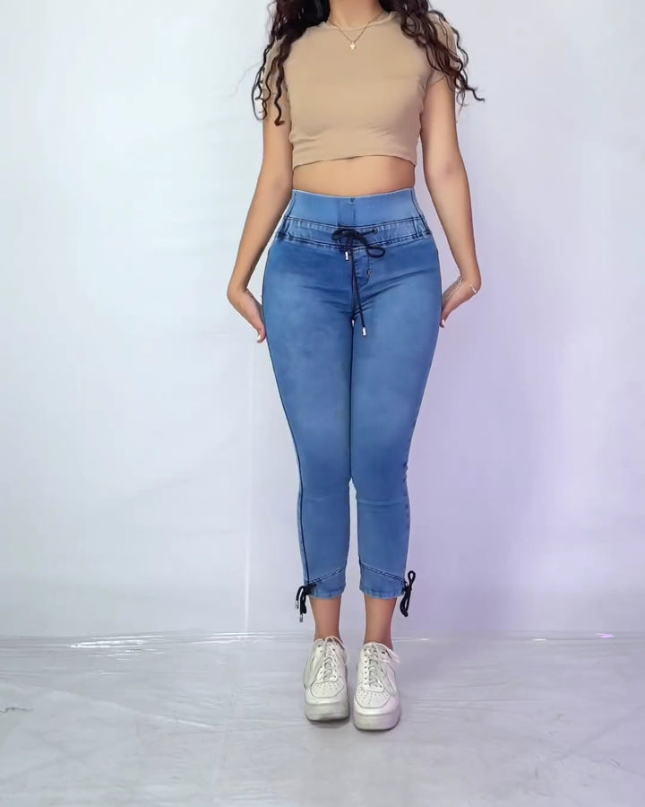 Shapshe® Damen Skinny Jeans mit elastischem Bund und mittlerer Elastizität und hoher Taille