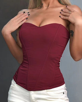 Damen Stäbchen Überbrust Bustier Korsett Top Trägerlos Reißverschluss Mieder Shapewear