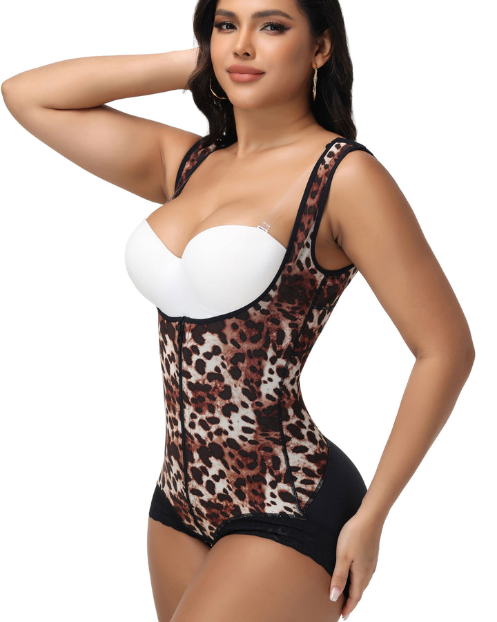 Shapshe® Leopard High Compression Fajas Colombianas Offene Brust Bauchkontrolle Body Shaper (Vorverkauf)