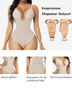 Damen Tiefem V-Ausschnitt Shapewear U-förmigem Rücken Nahtloser Tanga Bodysuit