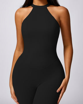 Pfirsichfarbener Hüfthebender und Schöner Schnelltrocknender Yoga Jumpsuit mit Rücken