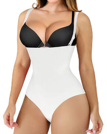 Damen Nahtlos Unsichtbarer Bauchweg Body Shaper Tanga Korsett Offene Brust Shapewear