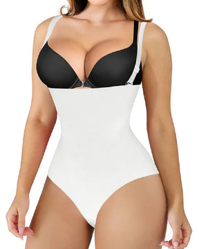 Damen Nahtlos Unsichtbarer Bauchweg Body Shaper Tanga Korsett Offene Brust Shapewear