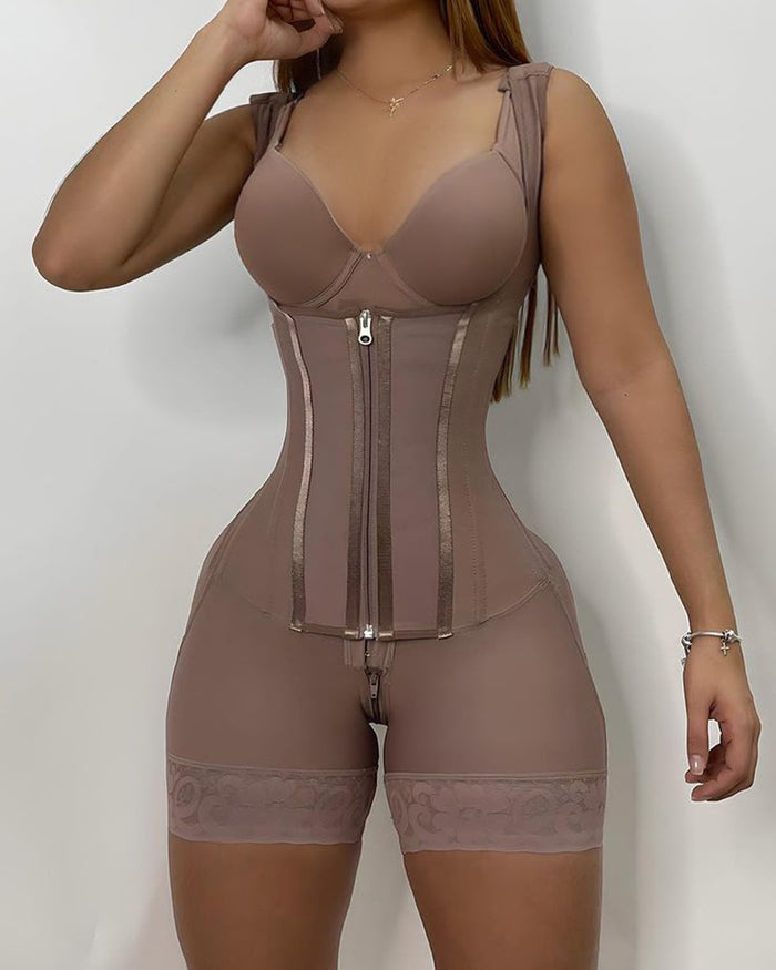 Hohe Kompressions-Shapewear mit Reißverschluss vorne und mittlerem Oberschenkel