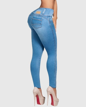 Hoch taillierte kolumbianische Po Lifting Jeans für Damen