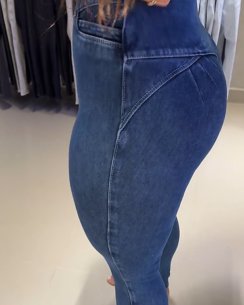 Jeans mit Hoher Taille Verstellbarem Hüftlifting und Bauchkontrolle (Vorverkauf)