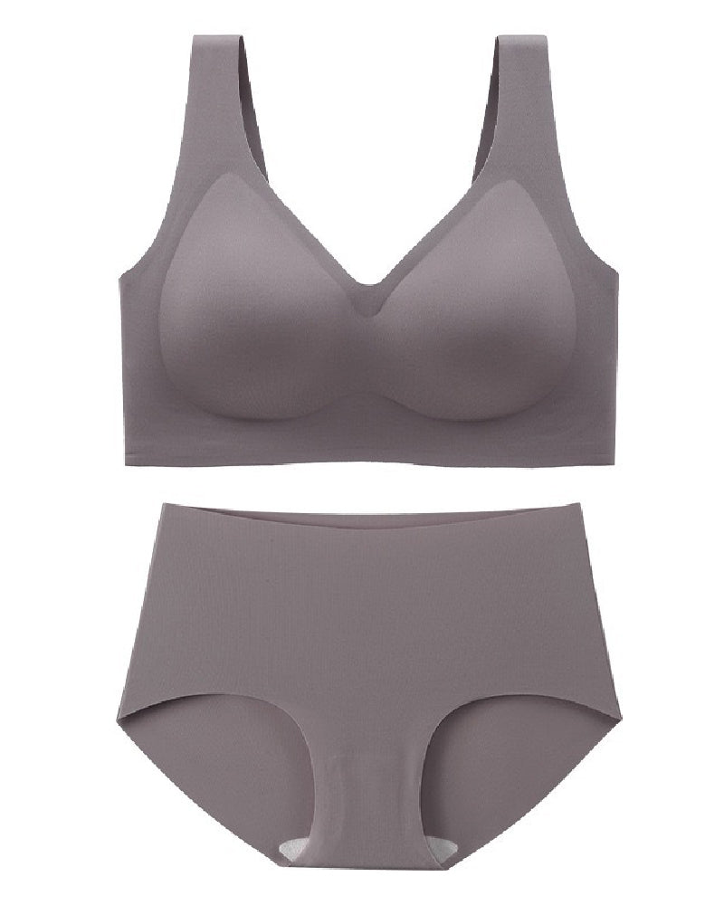 Damen Bügelloses Unterwäsche Set Nahtlose Komfort Alltag BHs Mit Hoher Taille Slips