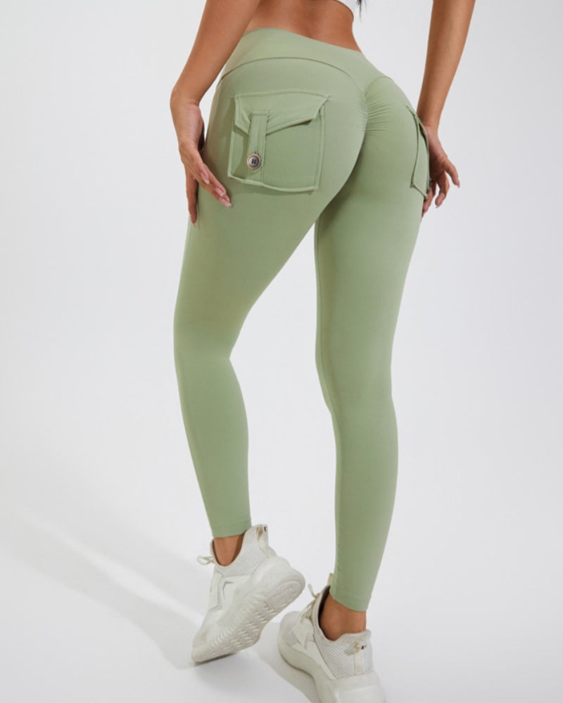 Peach Hip Fitness Leggings mit Cargo Taschen