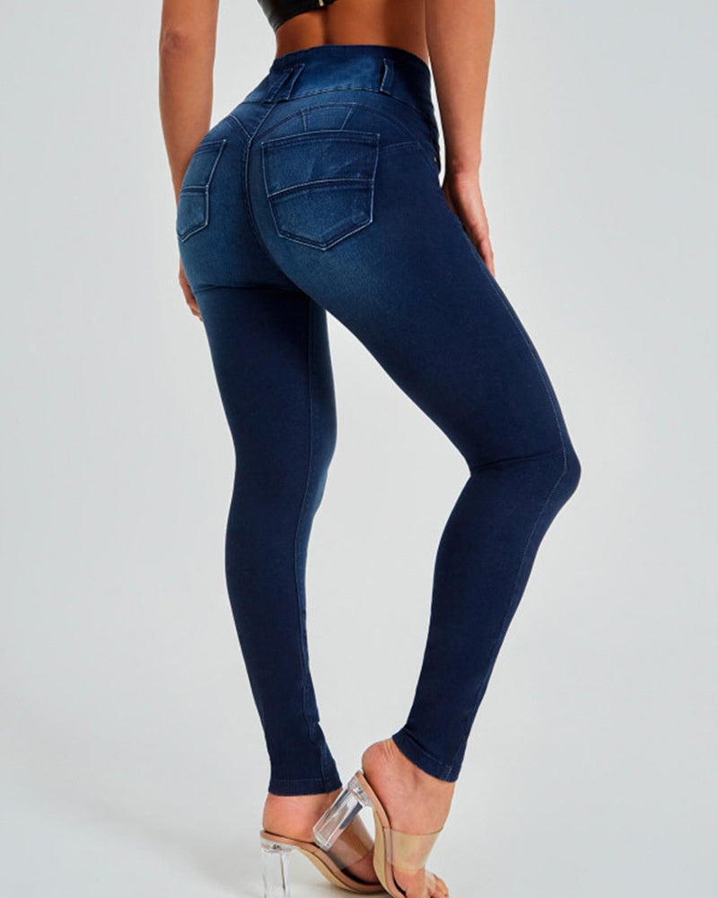 Skinny-Stretch-Shaping-Po-Lift-Jeans mit Hoher Taille