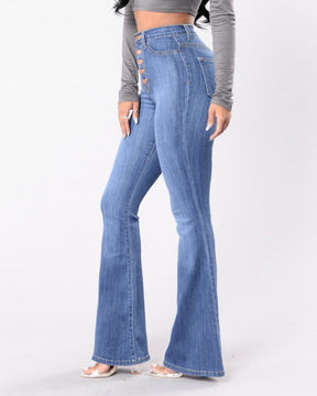 Schlag Jeans mit Hoher Taille für Damen