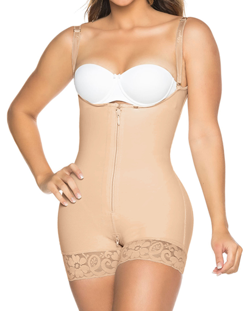 Offene Brust Po-Lift Bauchweg Reißverschluss Oberschenkel Schlankere Bodysuit Shapewear