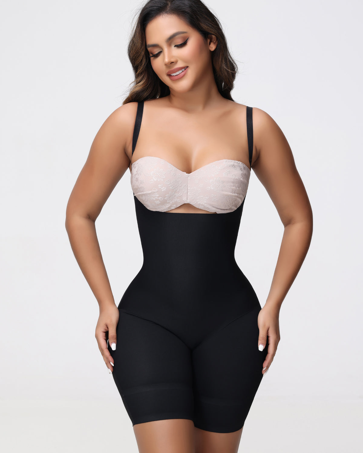 Damen Offene Büste Nahtlose Kompressionsbody Po-Lifter Shapewear