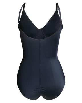 Damen Einfarbige Ärmellos Bauchkontroll Bodysuit Korsett Nahtloser Shapewear