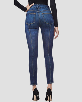 Mittelhohe Elastische Schlitze Neun Punkt Skinny Jeans für Damen