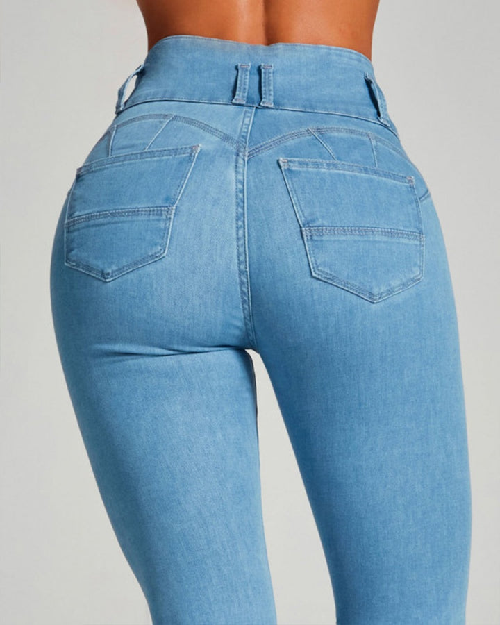 Skinny-Stretch-Shaping-Po-Lift-Jeans mit Hoher Taille