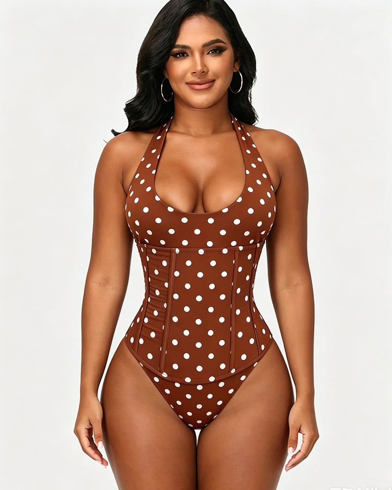 Hourglass Corset Body Shaper Waist Cincher Swimsuit Two-Piece Set