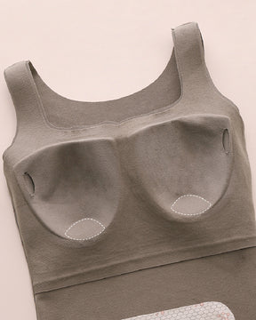 Damen Nahtlose Thermo Push-Up Unterwäsche Weste Heizung Integrierter BH Tank Tops