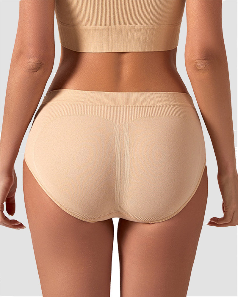 Damen Einfarbige Nahtlose niedriger Taille Slips Po-Lift Reiner Baumwolle Unterwäsche