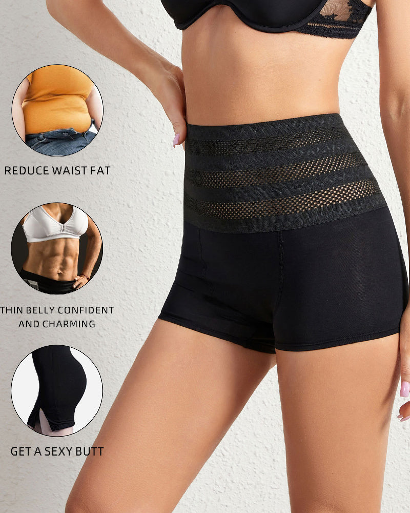 Hohe Taille Atmungsaktiv Perforiertes Elastisches Taillenband Shapewear Höschen Unterwäsche