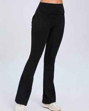 Leggings mit Hoher Taille und Hüftlifting-Knopf Ausgestellte Yoga-Hose