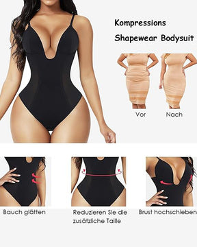 Damen Tiefem V-Ausschnitt Shapewear U-förmigem Rücken Nahtloser Tanga Bodysuit