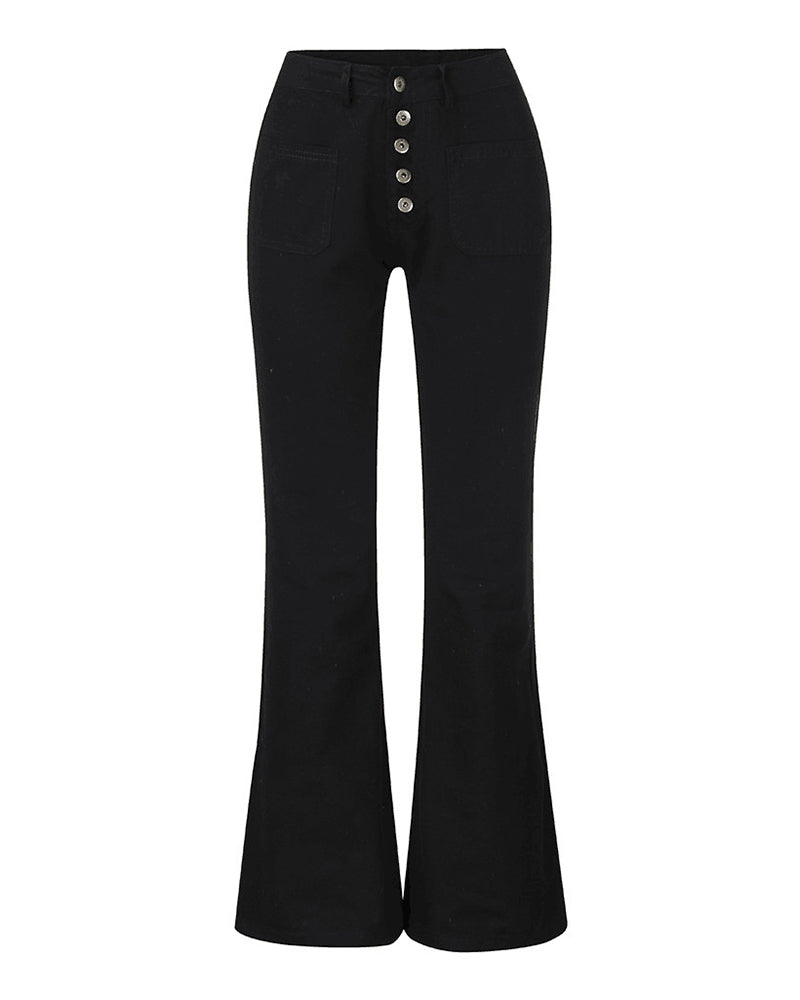 Einreihige Skinny-Jeans mit Mehreren Knöpfen aus Gewaschenem Stretch mit Hohem Bund