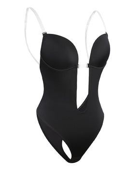 Shapewear für Damen Übergröße rückenfrei integrierter BH Körperformer nahtlos offener Schritt