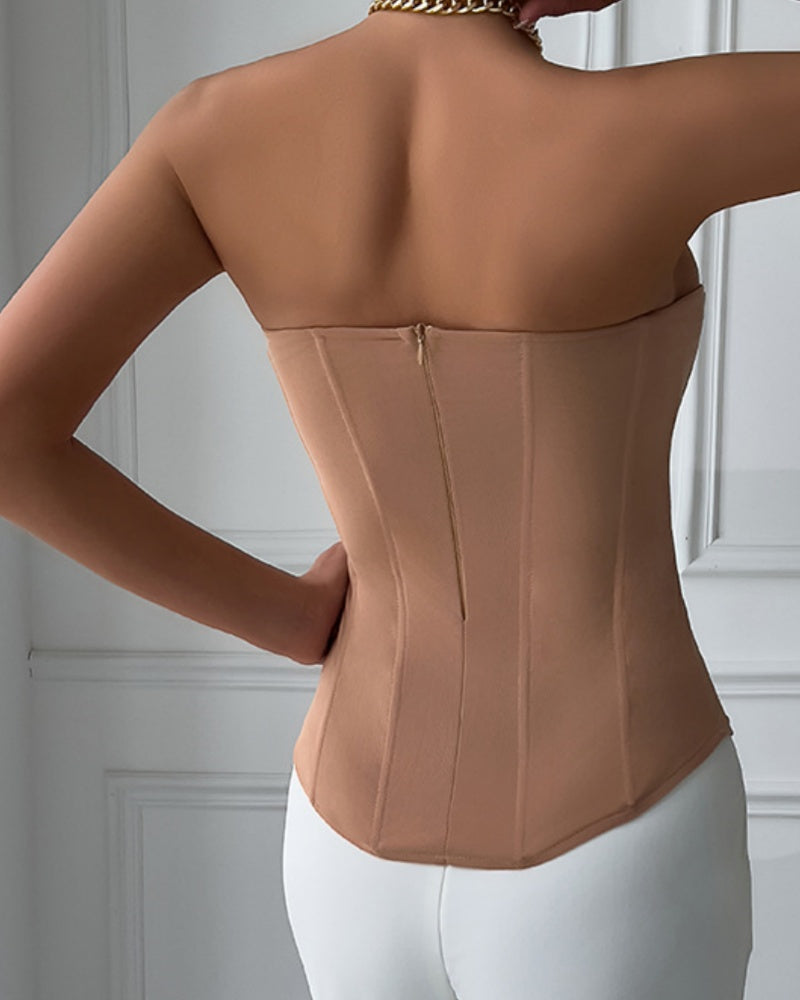 Hochelastisches Mesh-Tube-Top zur Bauchkontrolle und Körperformung