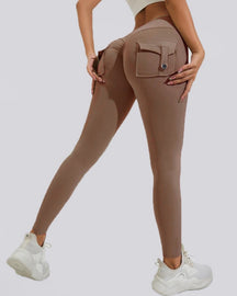 Peach Hip Fitness Leggings mit Cargo Taschen