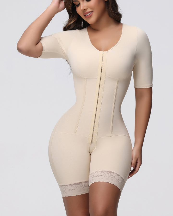 Shapshe® Fajas Kurzen Ärmeln Bauchweg Ganzkörperformer Vordere Haken Shapewear