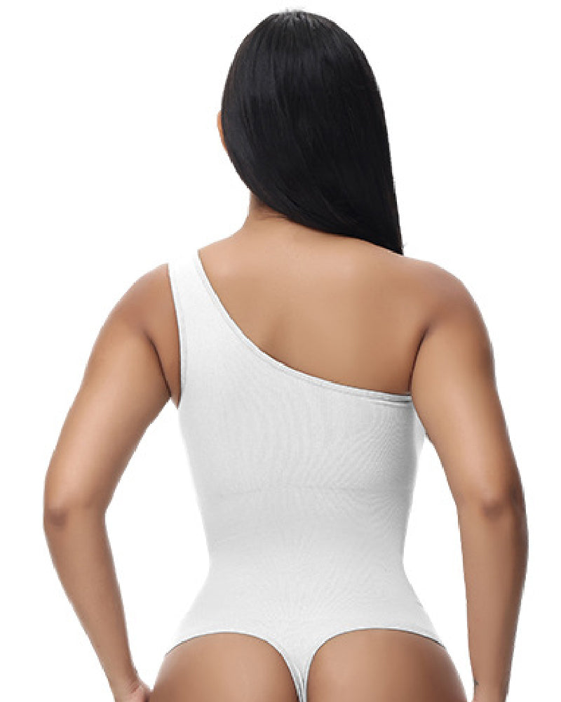 Shapshe® Sexy Geripptes Ein-Schulter Ärmelloses Tanktop Enger Stretch Bodysuit