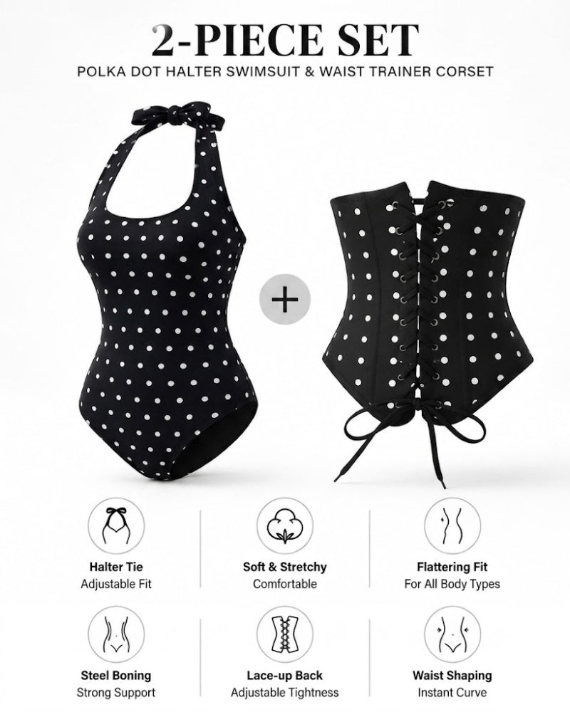 Hourglass Corset Body Shaper Waist Cincher Swimsuit Two-Piece Set