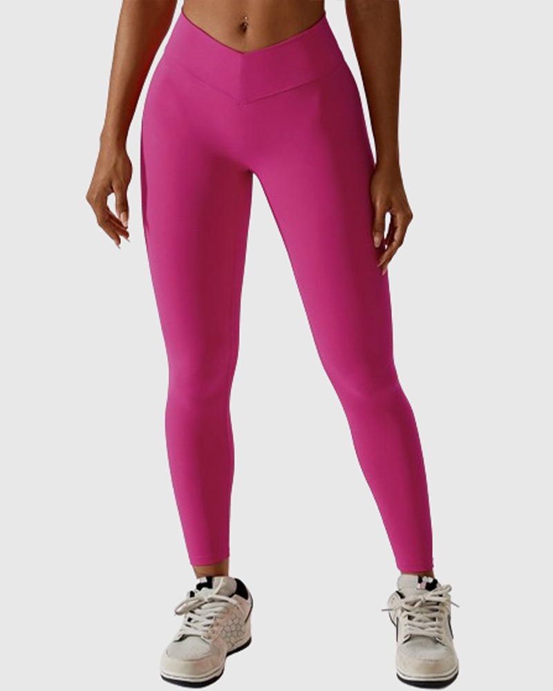 Figurformende Leggings mit V-förmiger Naht und Plissee Po-Lifting Yogahose