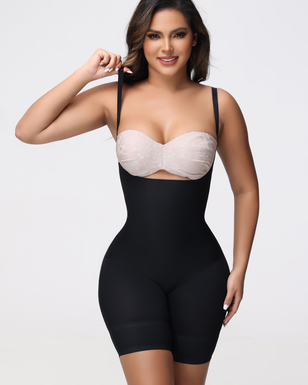 Damen Offene Büste Nahtlose Kompressionsbody Po-Lifter Shapewear