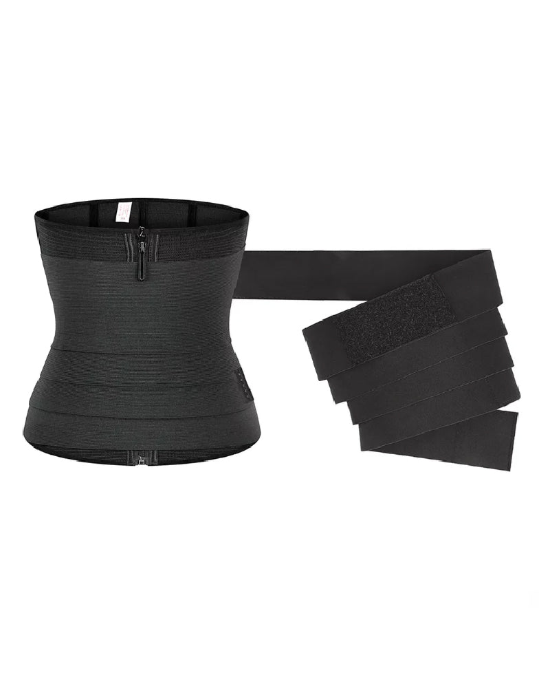 Abnehmbarer Riemen Reißverschluss Sport Taillentrainer Shapewear Wickel Gürtel