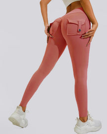 Peach Hip Fitness Leggings mit Cargo Taschen