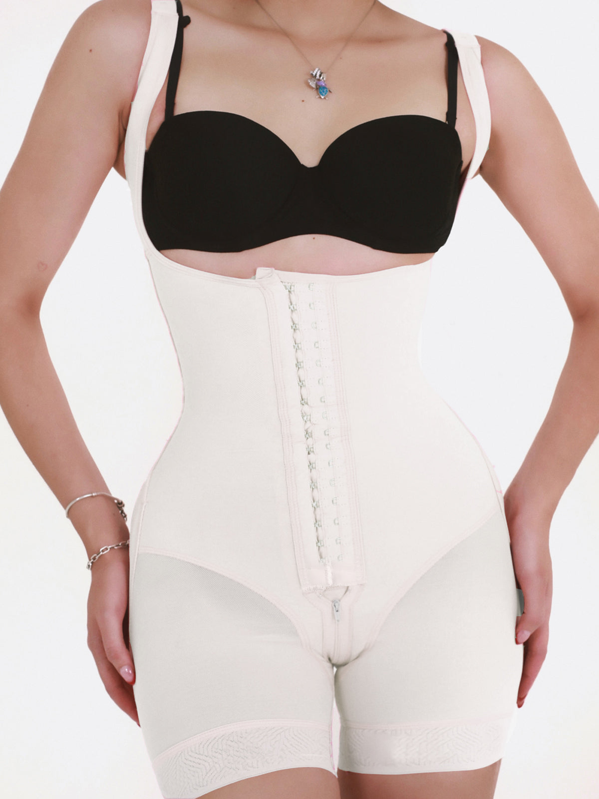 Stark Formend Fajas Colombianas Offene Brust Haken- und Ösen Bauchweg Shapewear Body