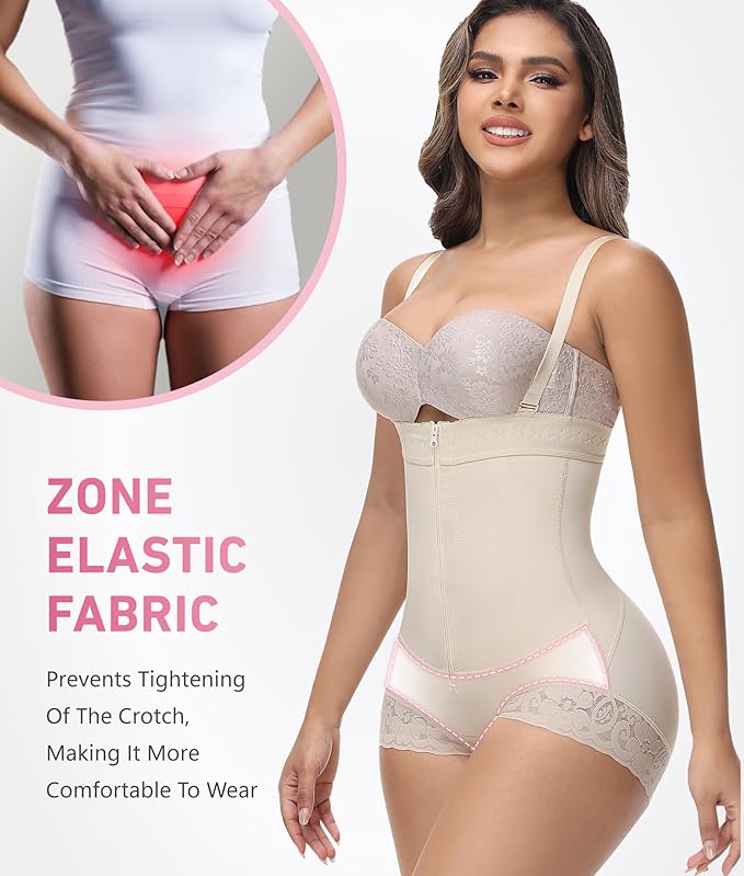 Shapshe® Fajas Colombianas Bauchweg Reißverschluss Offene Brust Stark Formend Shapewear Bodys