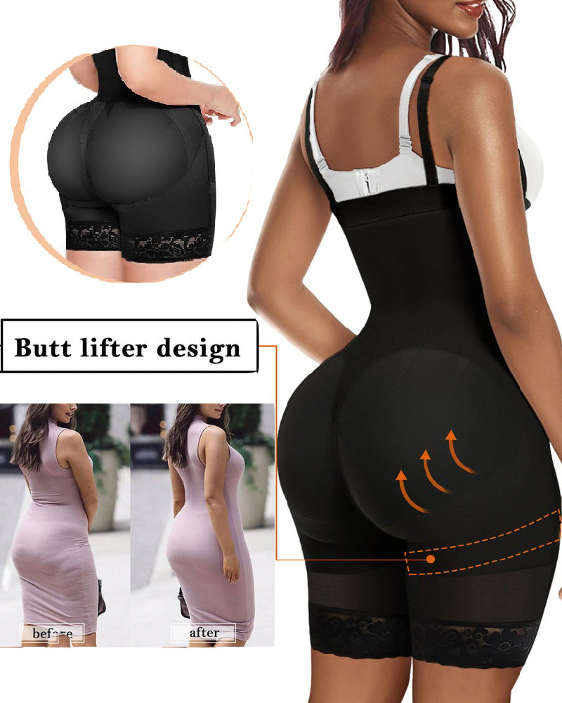 Damen Hoher Kompression Bauchweg Fajas Shapewear Mit Reißverschluss im Schritt