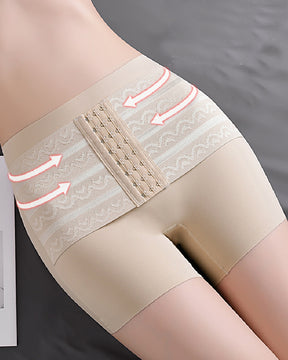 Mittelhoher Po-Lifter Doppellagige Bauchkontrolle Shapewear Shorts Mit Hakengürtel