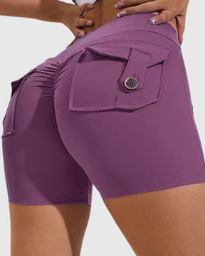 Damen Yoga Shorts Hip Lift Cargo Gesäßtaschen