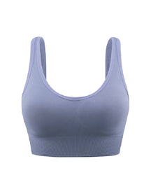 Damen Bügellose Hochstützende Verstellbare Gepolsterte Push-Up Crop Tanktop Sport BH