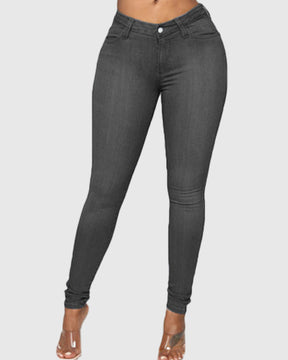 Übergroße Elastische Skinny-Jeans mit Hoher Taille und Hüftbetonung Verwaschene Skinny-Jeans