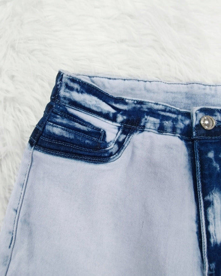 Kolumbianische Skinny Jeans mit Hohem Bund und Hip Lift Farbverlauf Patchwork