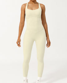 Damen Einteiler Stäbchen Korsett Overall Sport Leggings Jumpsuit