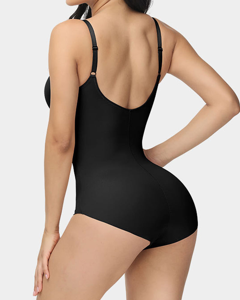 Damen Einfarbige Ärmellos Bauchkontroll Bodysuit Korsett Nahtloser Shapewear