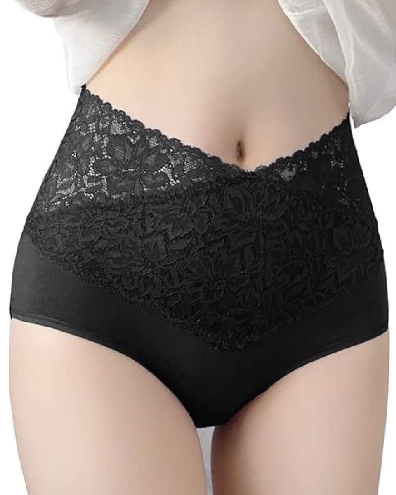 Damen V-Förmige Hohe Taille Blumen Spitze Unterhosen Sexy Bauchweg Weiche Slip